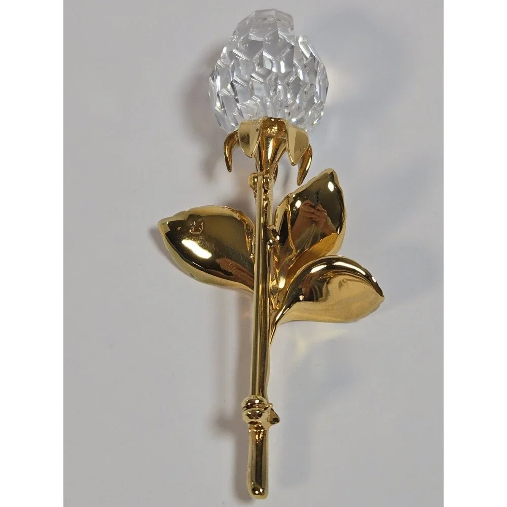 Swarovski Crystal Memories Rose Brooch 174971 Gold Tone 3.25